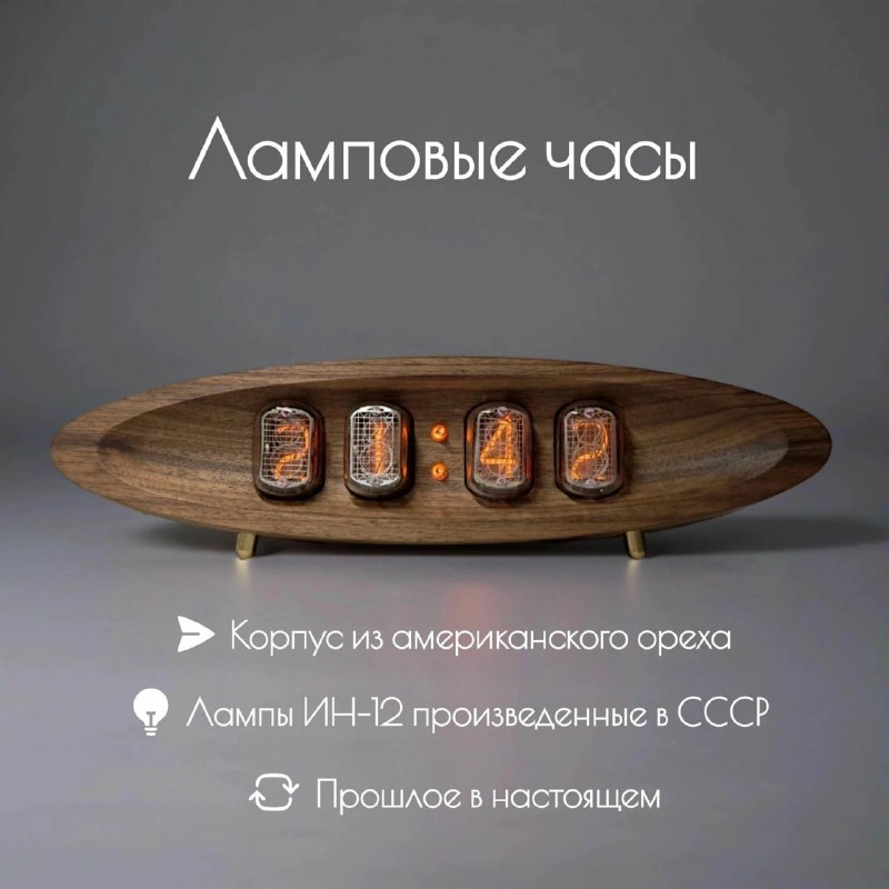 Интерьерные ламповые часы с корпусом из …